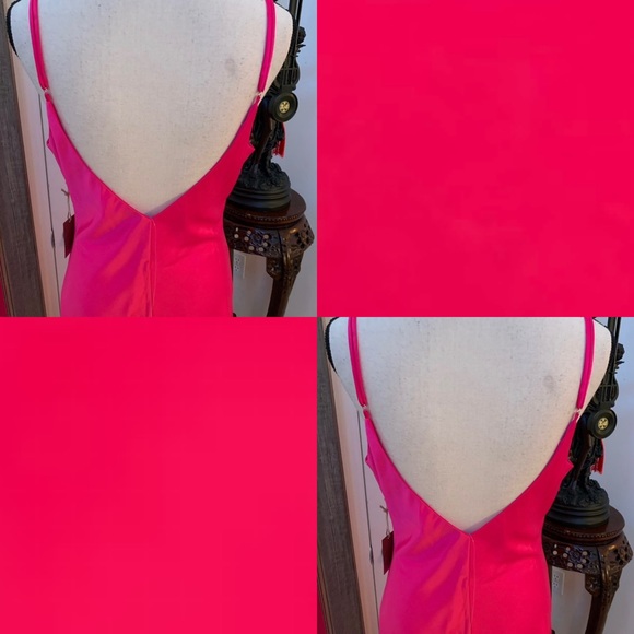 Satin Hot Pink Midi Dress - Picture 2 of 5